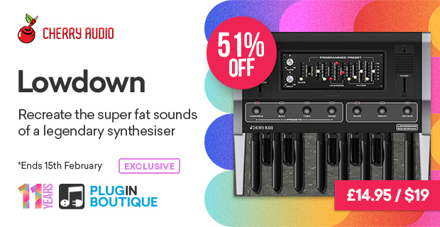 Plugin Boutique's 11th Anniversary: Cherry Audio Lowdown Bass Synthesizer Sale (Exclusive)