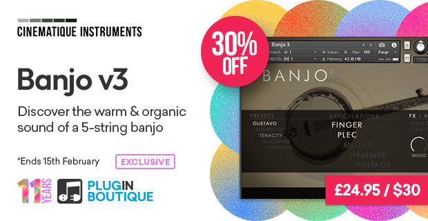 Plugin Boutique's 11th Anniversary: Cinematique Instruments Banjo v3 Sale (Exclusive)