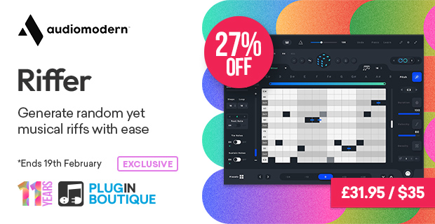 Plugin Boutique's 11th Anniversary: Audiomodern Riffer Sale (Exclusive)
