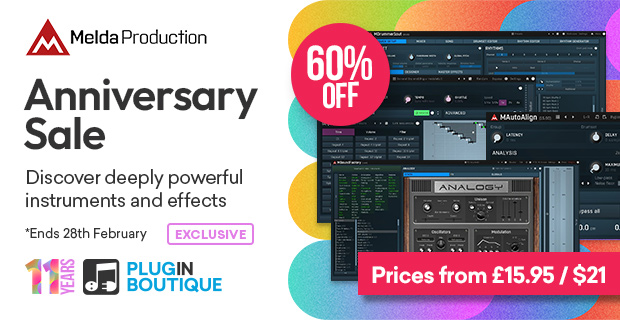Plugin Boutique's 11th Anniversary: MeldaProduction Sale (Exclusive)