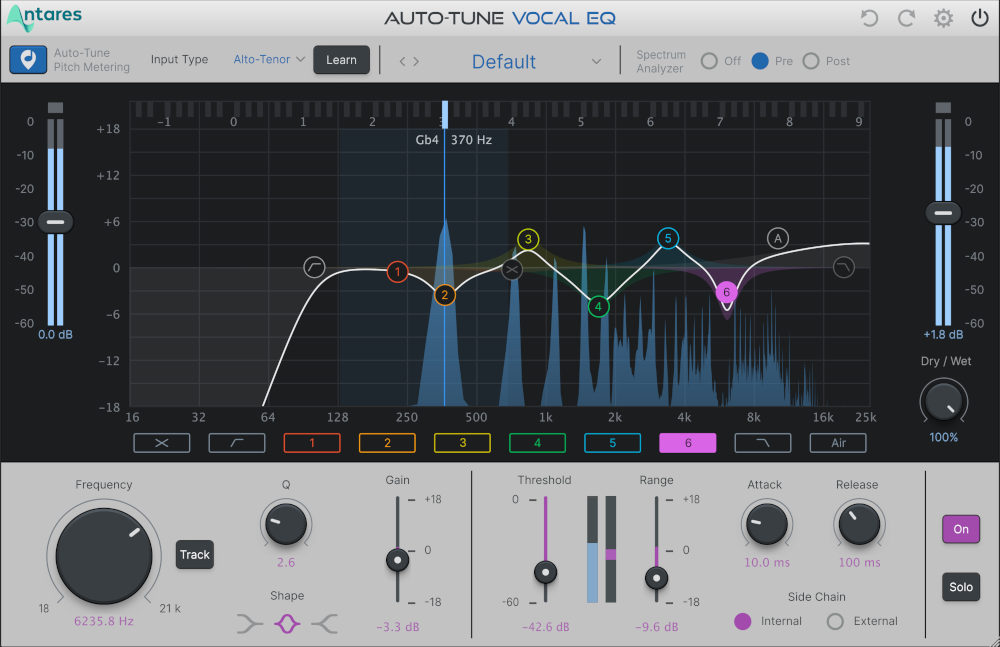 Antares Auto Tune Vocal EQ GUI Light Mode