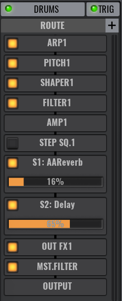 VPS Avenger Synthesizer Plugin Routing Panel