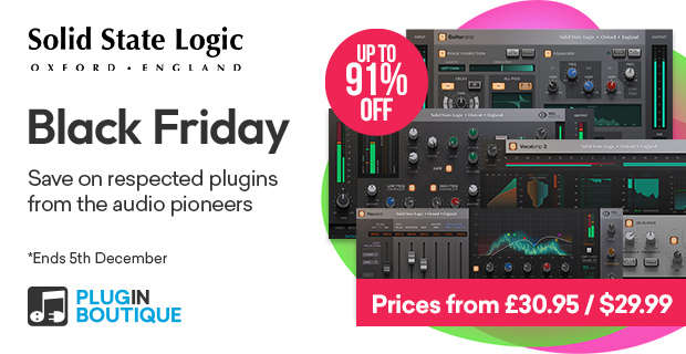 Solid State Logic Black Friday Sale, Save up to 91% at Plugin Boutique