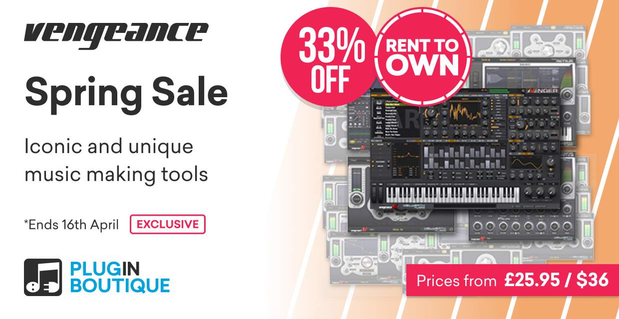 Vengeance Sound Spring Sale plus Rent To Own, save 33% at Plugin Boutique