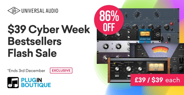 Universal Audio $39 Cyber Week Bestsellers Flash Sale, Save 86% at Plugin Boutique