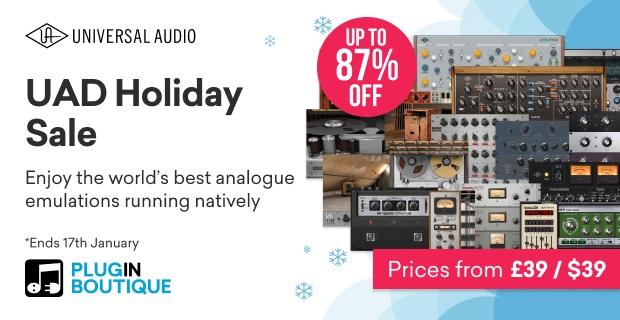Universal Audio Holiday Sale, Save up to 87% at Plugin Boutique