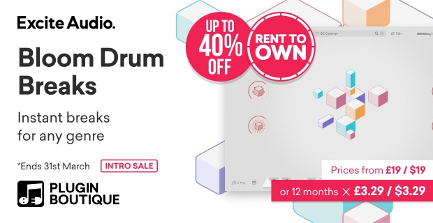 Excite Audio Bloom Drum Breaks Intro Sale, Save up to 40% at Plugin Boutique