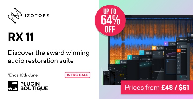 iZotope RX 11 Intro Sale, Save up to 64% at Plugin Boutique